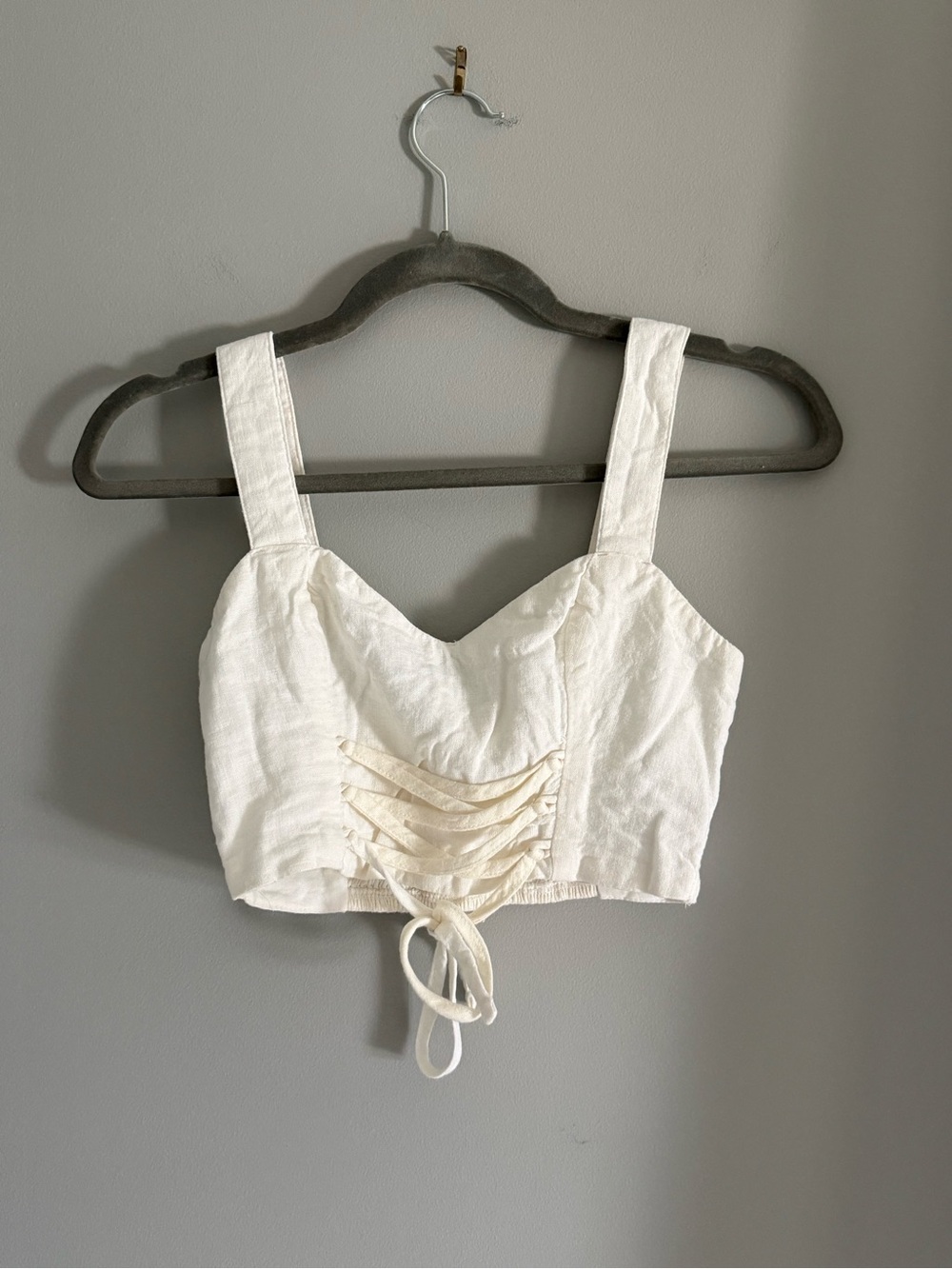 Abercrombie Lace-Up Linen Crop Top
